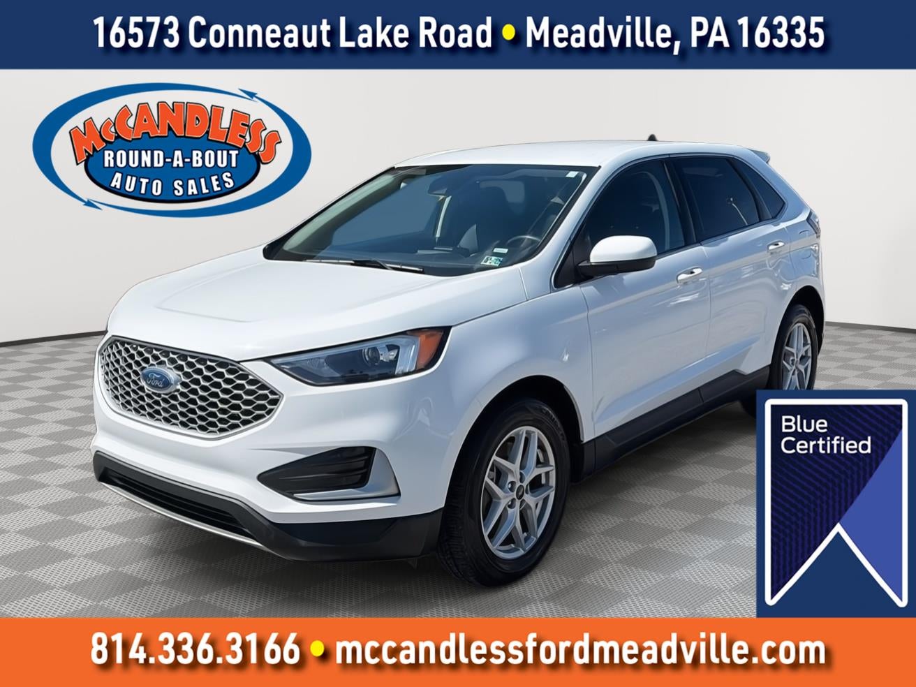 2024 Ford Edge SEL in Oxford White — front three-quarter view
